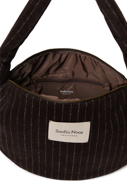 Flannel Chalkstripe Cross Body Bag | Brown