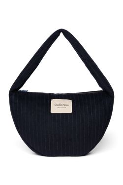 Flannel Chalkstripe Cross Body Bag | Dark Blue