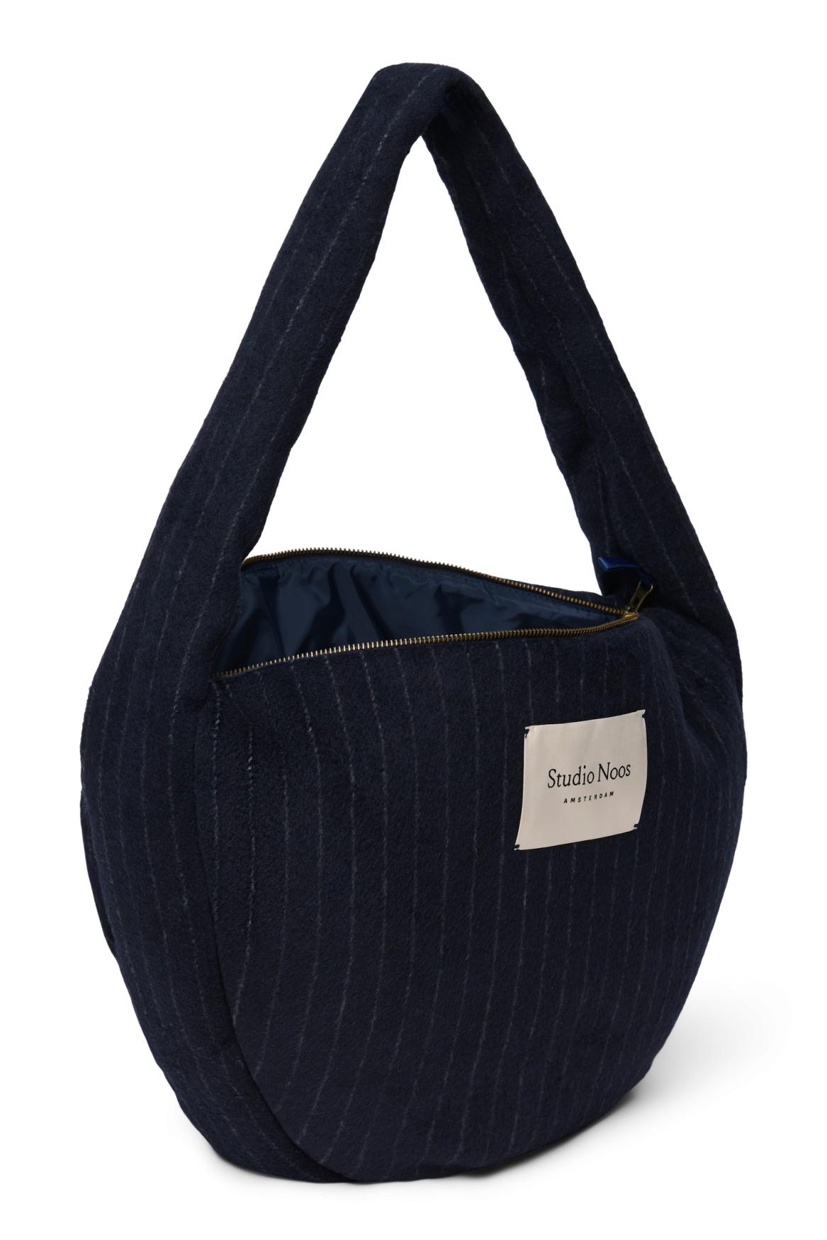 Flannel Chalkstripe Cross Body Bag | Dark Blue