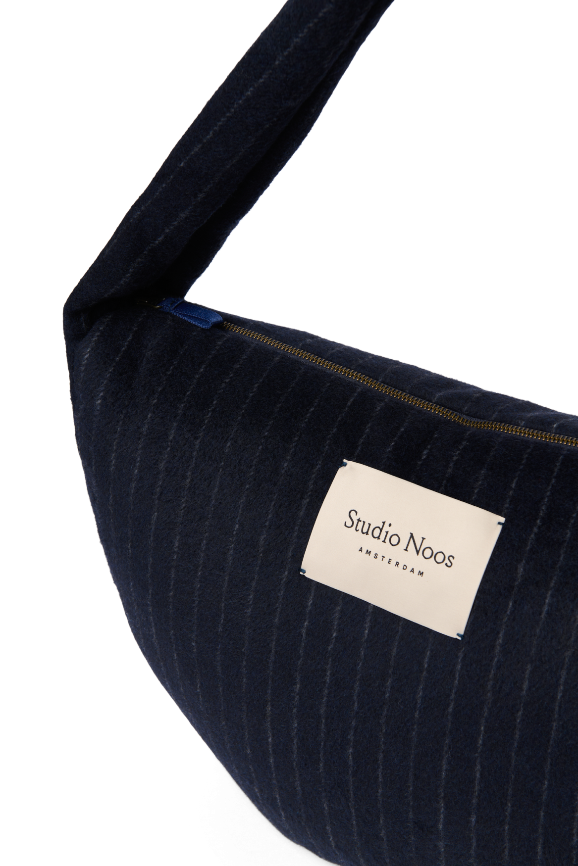 Flannel Chalkstripe Cross Body Bag | Dark Blue