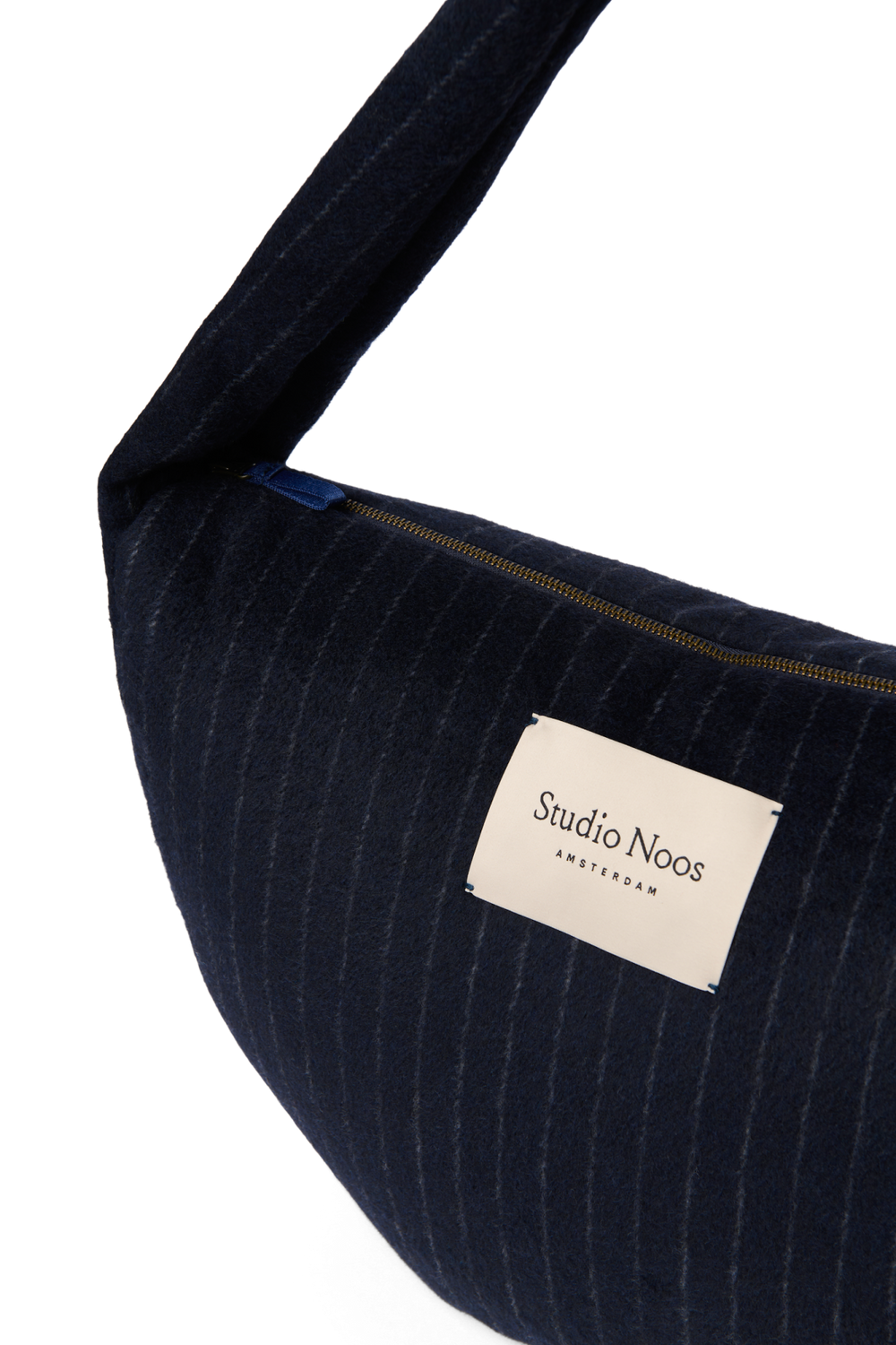 Flannel Chalkstripe Cross Body Bag | Dark Blue