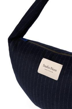 Flannel Chalkstripe Cross Body Bag | Dark Blue