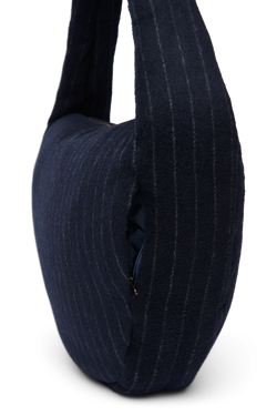 Flannel Chalkstripe Cross Body Bag | Dark Blue