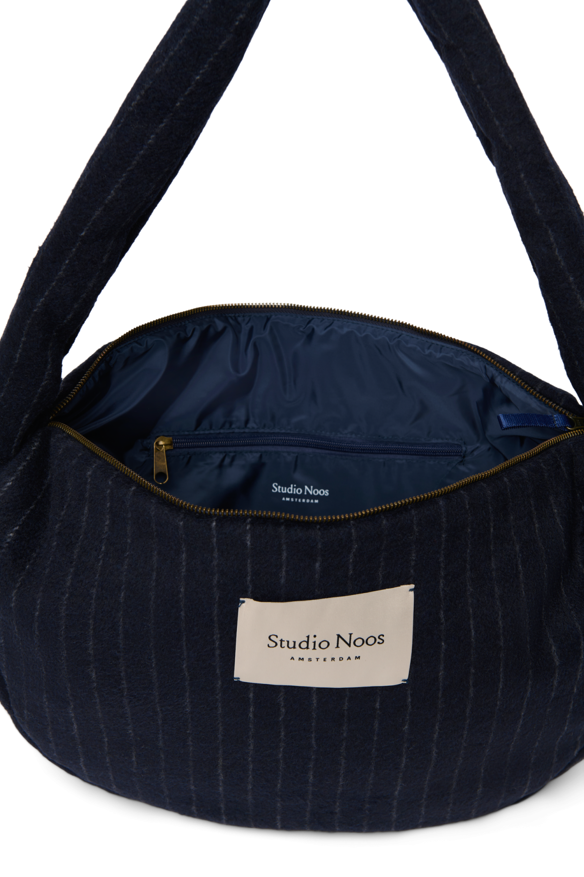 Flannel Chalkstripe Cross Body Bag | Dark Blue