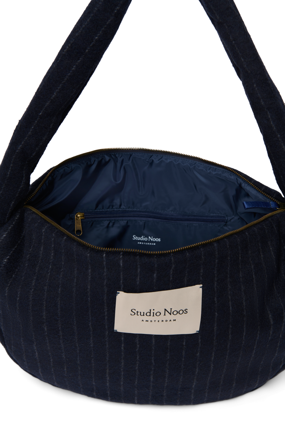 Flannel Chalkstripe Cross Body Bag | Dark Blue
