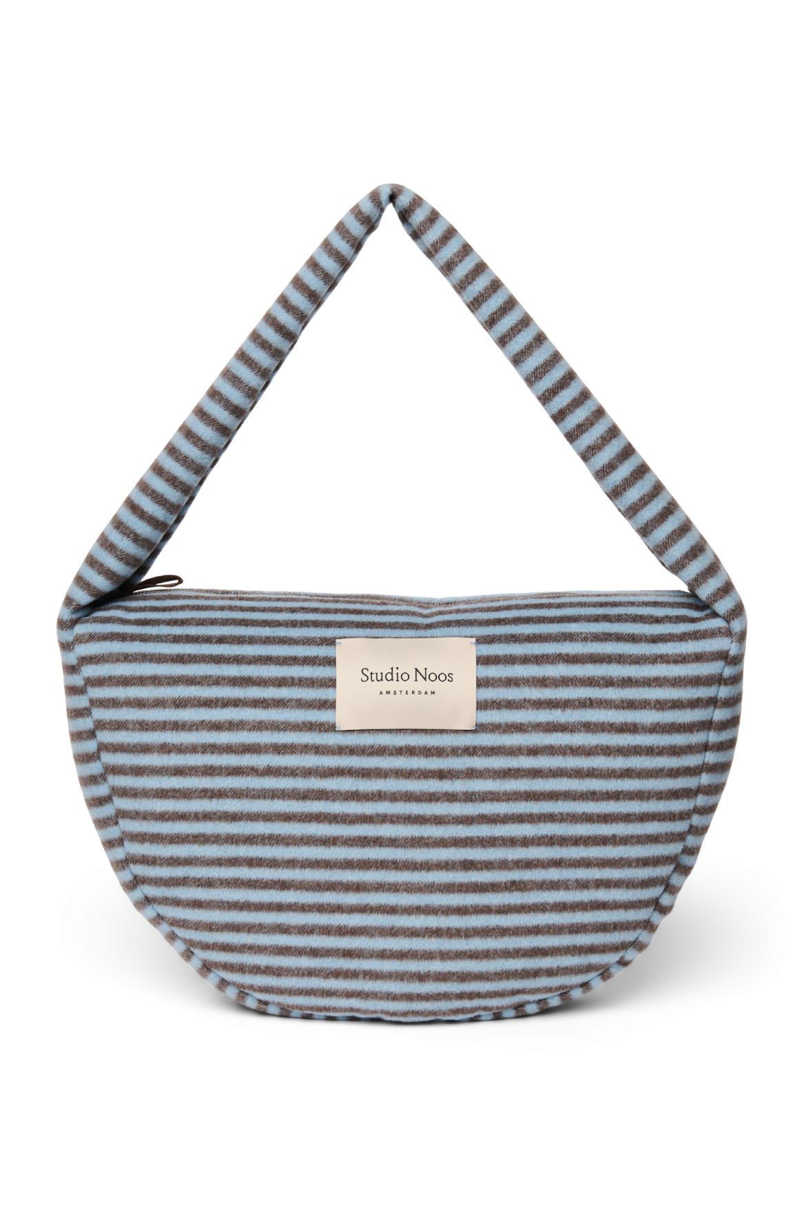 Stripy Wool Cross Body Bag | Lichtblauw / Bruin