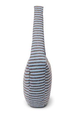Stripy Wool Cross Body Bag | Lichtblauw / Bruin
