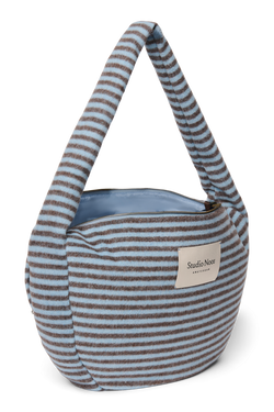 Stripy Wool Cross Body Bag | Lichtblauw / Bruin