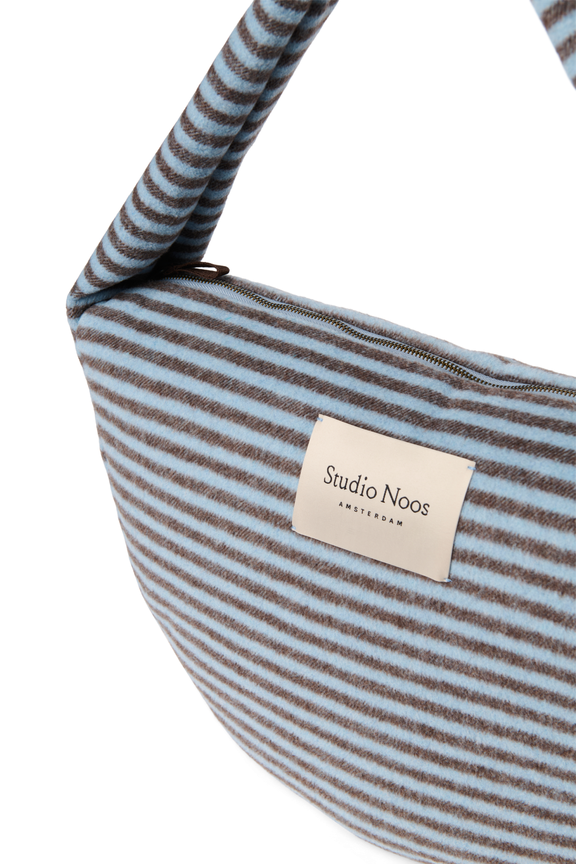 Stripy Wool Cross Body Bag | Lichtblauw / Bruin