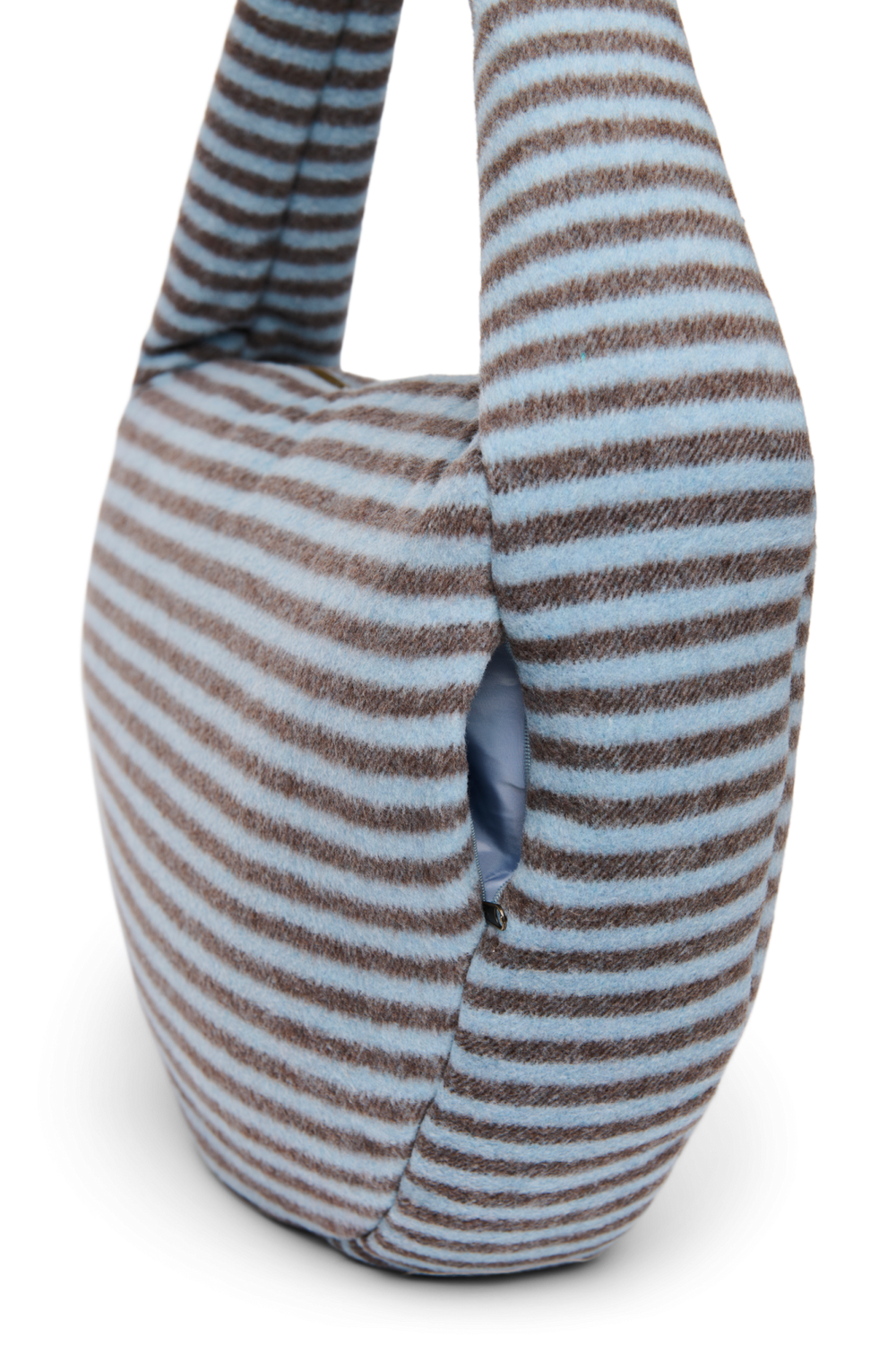 Stripy Wool Cross Body Bag | Lichtblauw / Bruin