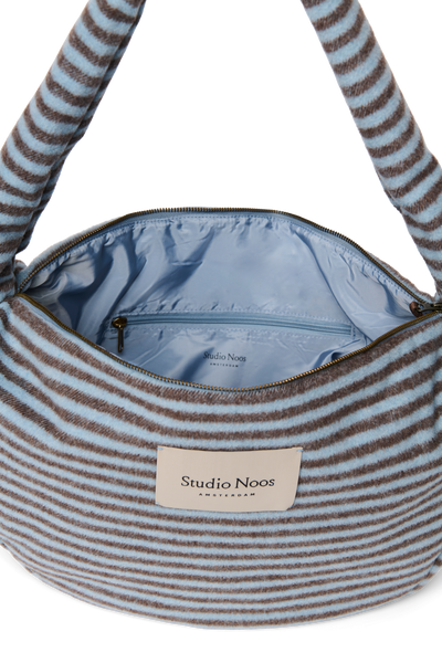 Stripy Wool Cross Body Bag | Light Blue / Brown