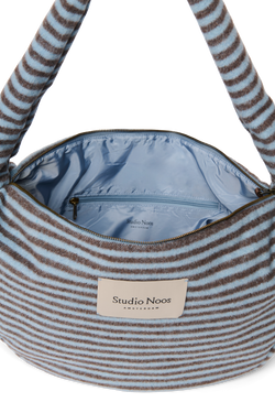 Stripy Wool Cross Body Bag | Lichtblauw / Bruin