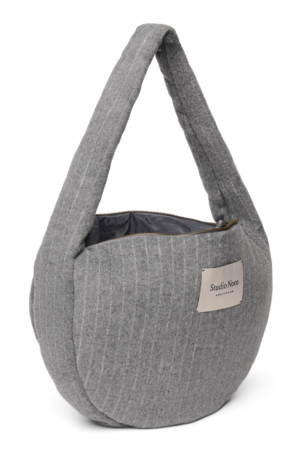 Flannel Chalkstripe Cross Body Bag | Light Grey
