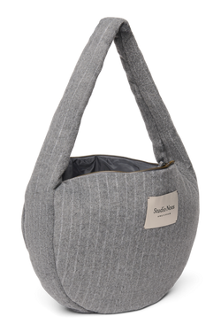 Flannel Chalkstripe Cross Body Bag | Light Grey