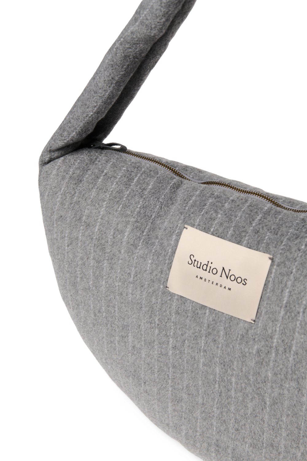 Flannel Chalkstripe Cross Body Bag | Light Grey