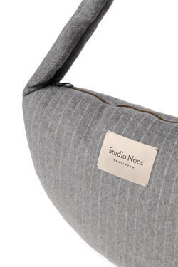 Flannel Chalkstripe Cross Body Bag | Light Grey