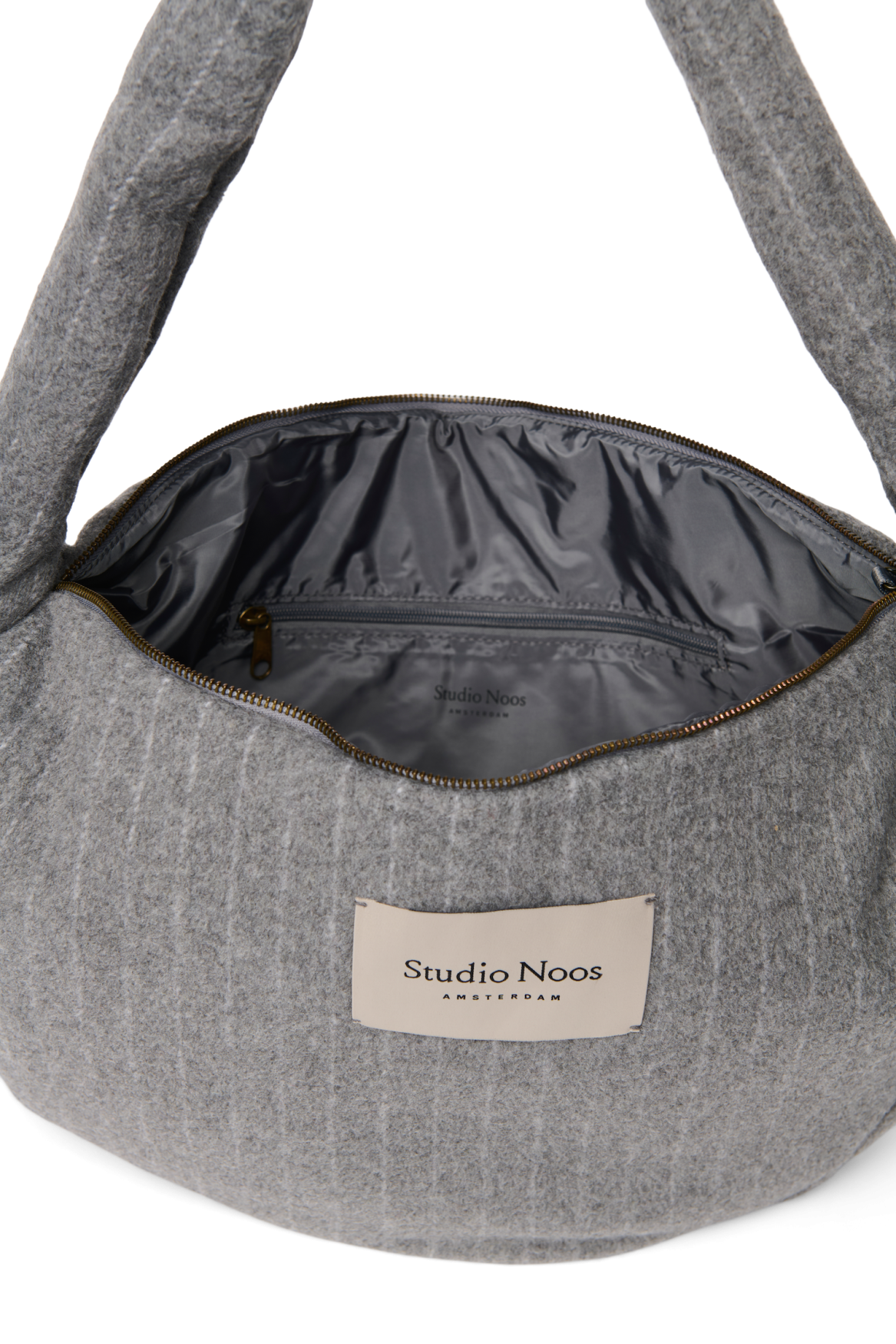 Flannel Chalkstripe Cross Body Bag | Light Grey