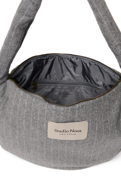 Flannel Chalkstripe Cross Body Bag | Light Grey
