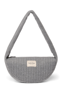 Flannel Chalkstripe Mini Cross Body Bag | Light Grey