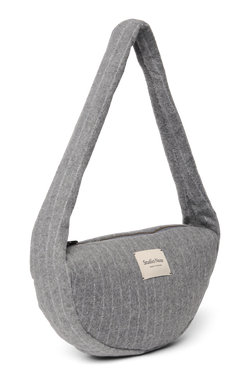 Flannel Chalkstripe Mini Cross Body Bag | Light Grey