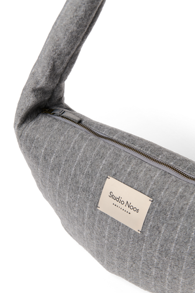 Flannel Chalkstripe Mini Cross Body Bag | Light Grey