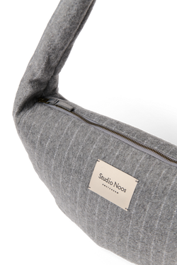 Flannel Chalkstripe Mini Cross Body Bag | Light Grey