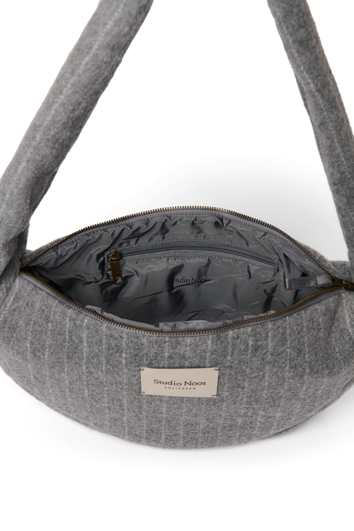 Flannel Chalkstripe Mini Cross Body Bag | Light Grey