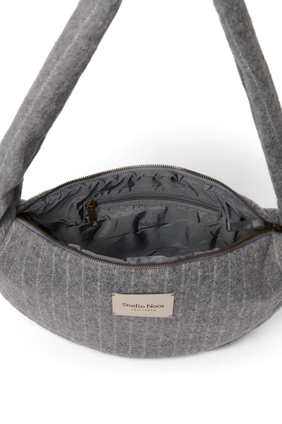 Flannel Chalkstripe Mini Cross Body Bag | Light Grey