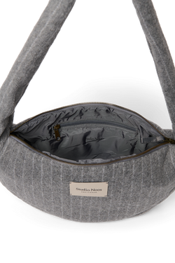 Flannel Chalkstripe Mini Cross Body Bag | Light Grey