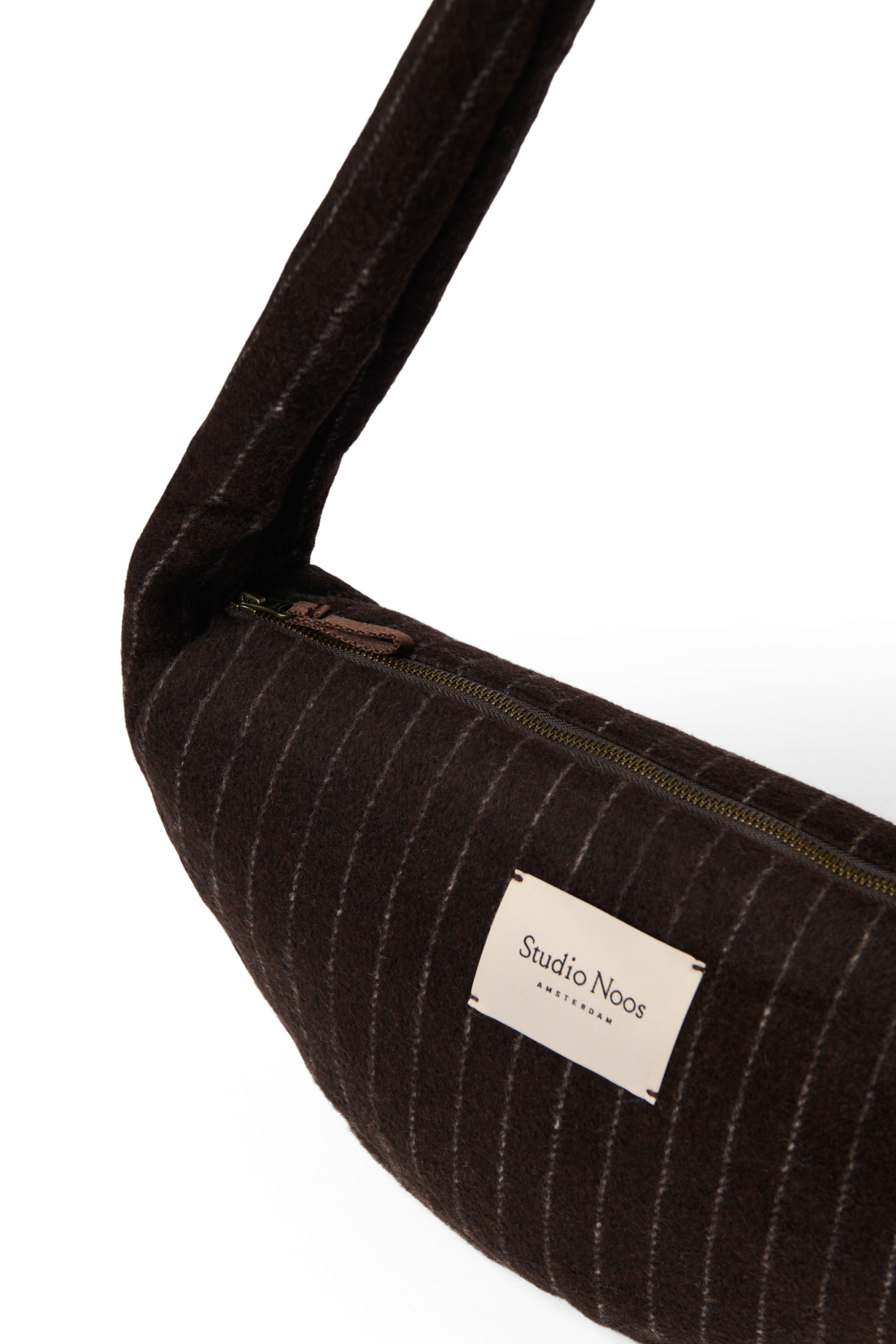 Flannel Chalkstripe Mini Cross Body Bag | Brown