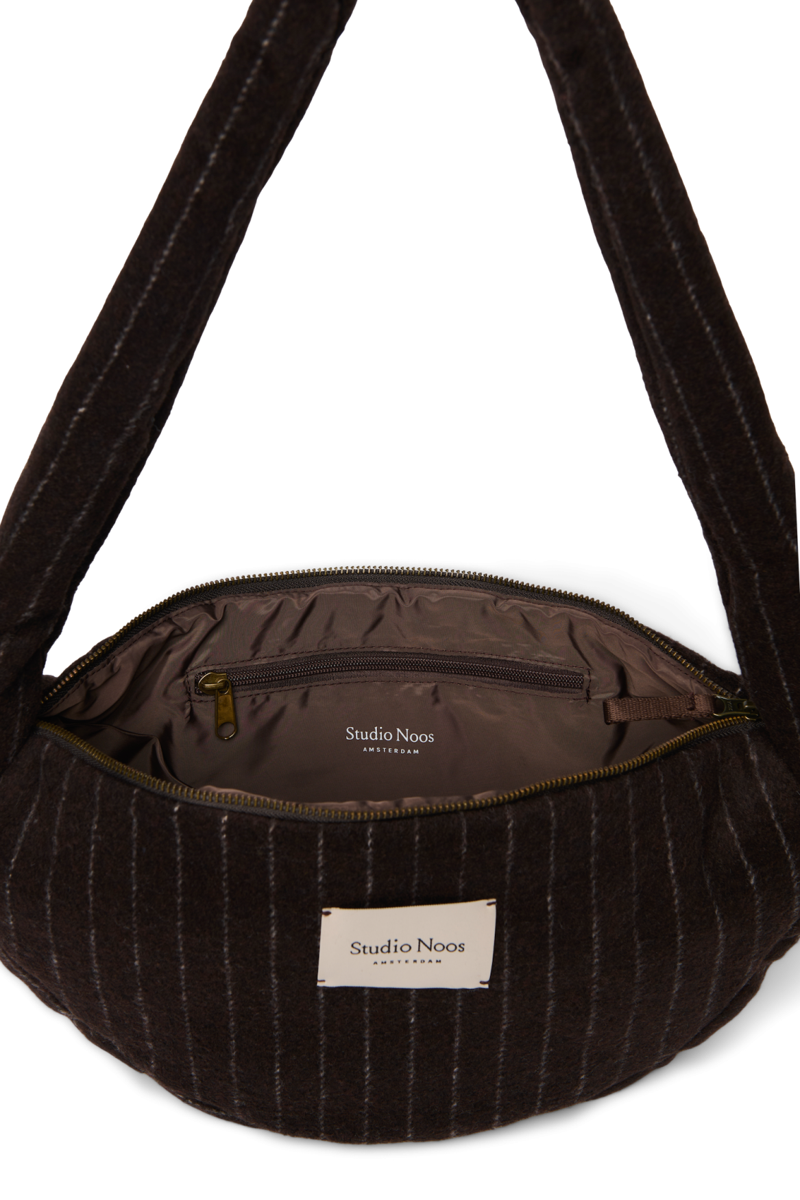 Flannel Chalkstripe Mini Cross Body Bag | Brown
