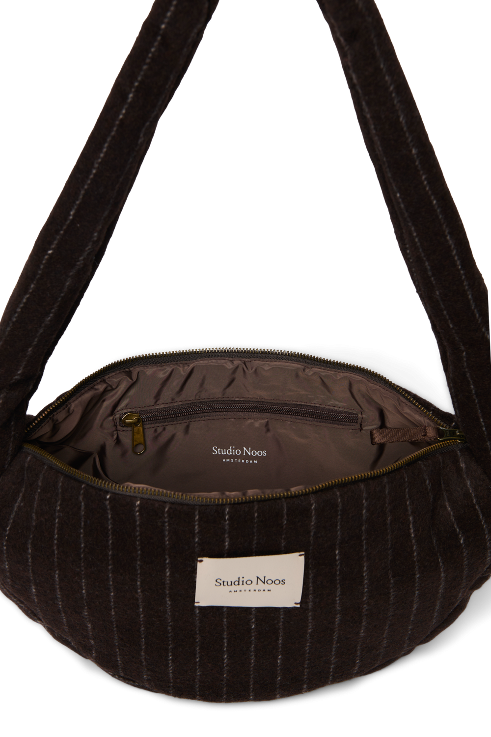 Flannel Chalkstripe Mini Cross Body Bag | Brown