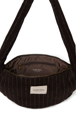 Flannel Chalkstripe Mini Cross Body Bag | Brown
