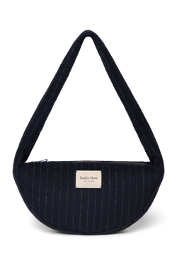 Flannel Chalkstripe Mini Cross Body Bag | Dark Blue