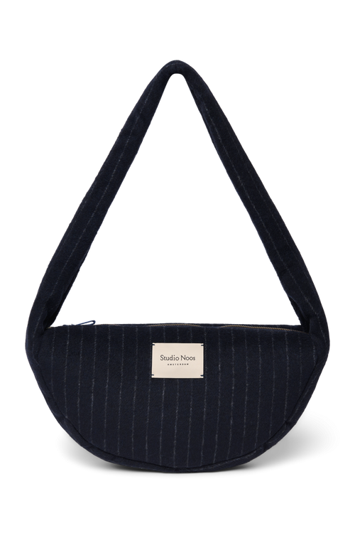Flannel Chalkstripe Mini Cross Body Bag | Dark Blue