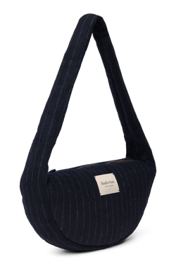 Flannel Chalkstripe Mini Cross Body Bag | Dark Blue