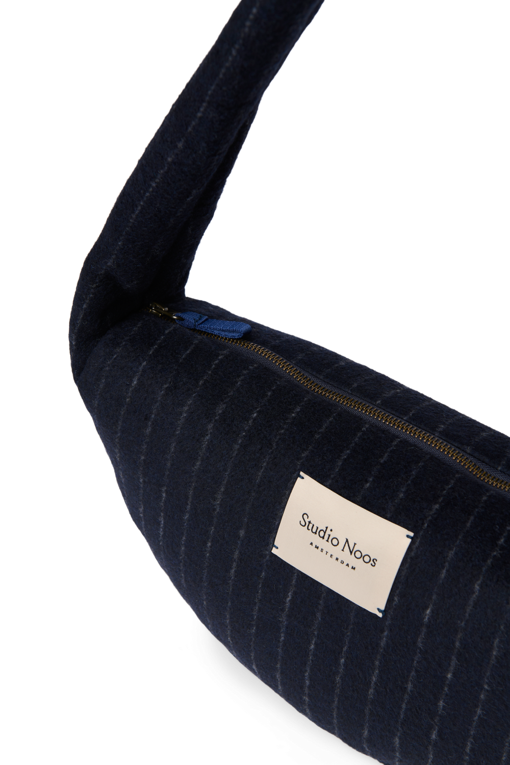 Flannel Chalkstripe Mini Cross Body Bag | Dark Blue