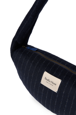 Flannel Chalkstripe Mini Cross Body Bag | Dark Blue