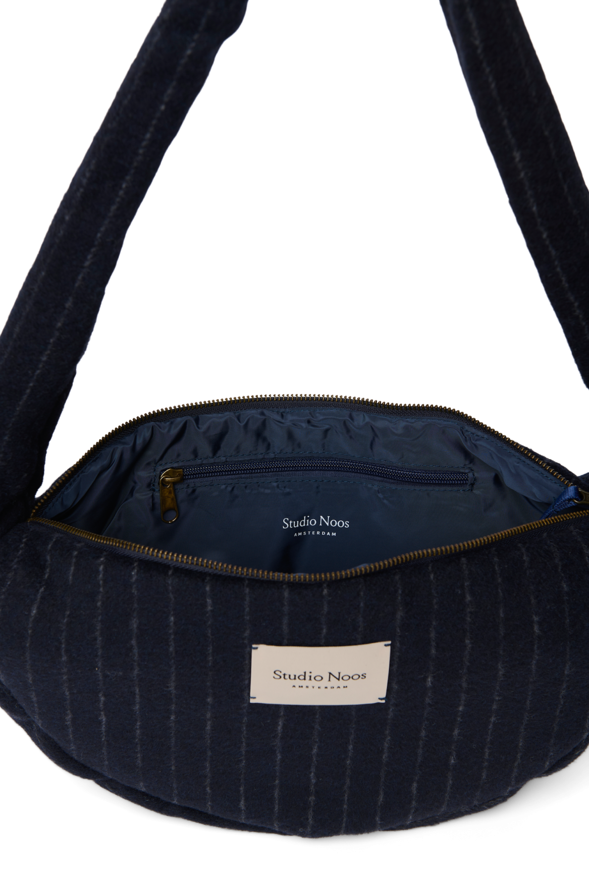 Flannel Chalkstripe Mini Cross Body Bag | Dark Blue