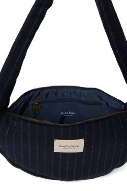 Flannel Chalkstripe Mini Cross Body Bag | Dark Blue