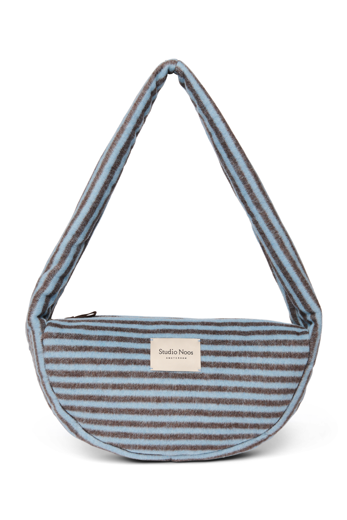 Mini Sac Bandoulière Laine rayée | Bleu clair / Marron