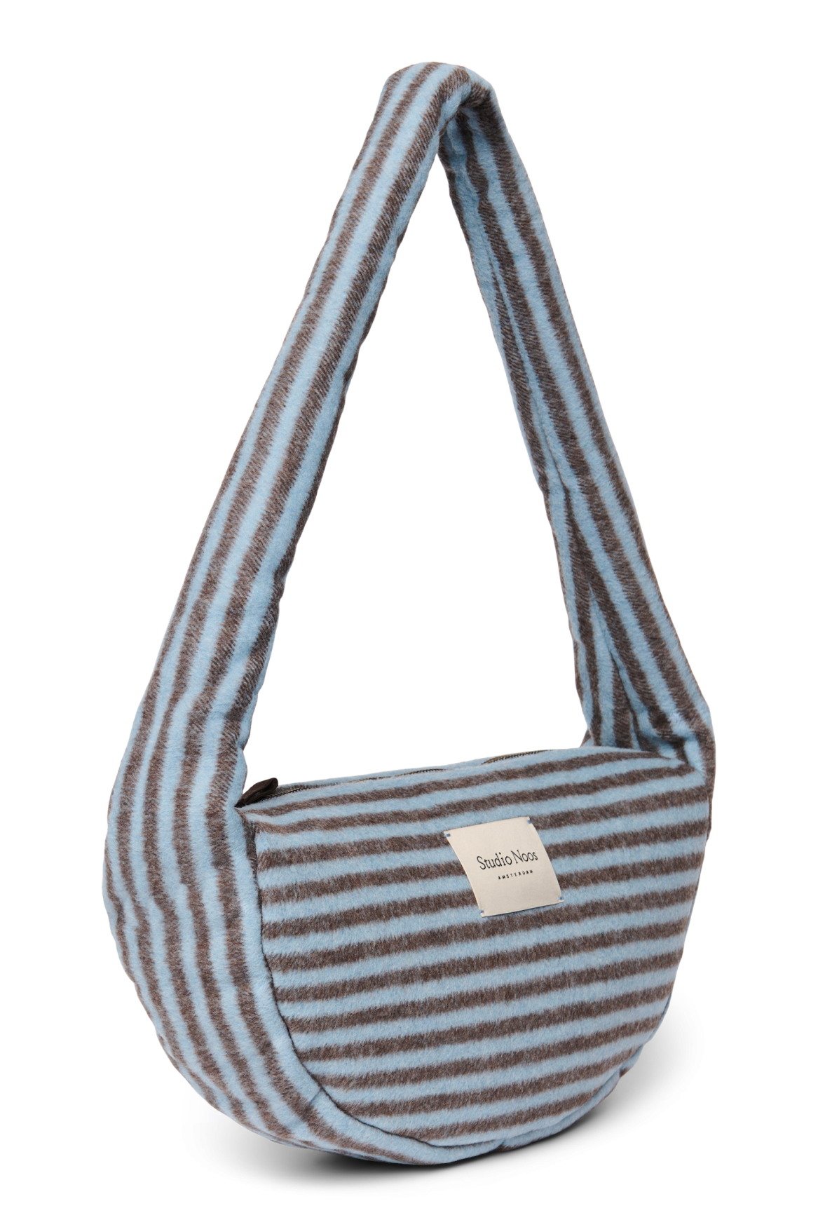 Mini Sac Bandoulière Laine rayée | Bleu clair / Marron