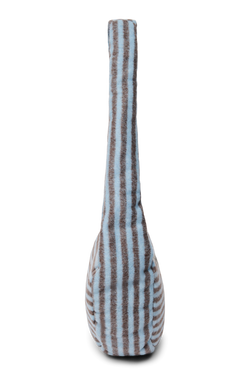 Mini Sac Bandoulière Laine rayée | Bleu clair / Marron