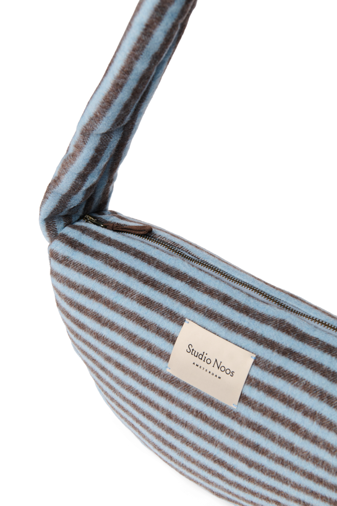 Mini Sac Bandoulière Laine rayée | Bleu clair / Marron
