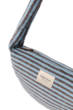 Mini Sac Bandoulière Laine rayée | Bleu clair / Marron
