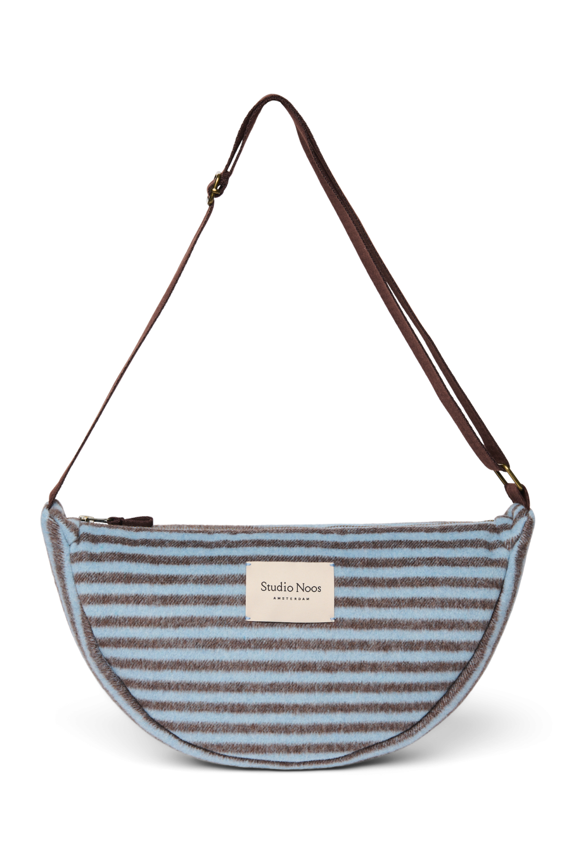 Gürteltasche Gestreifte Wolle | Hellblau / Braun