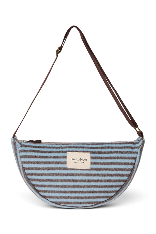 Gürteltasche Gestreifte Wolle | Hellblau / Braun