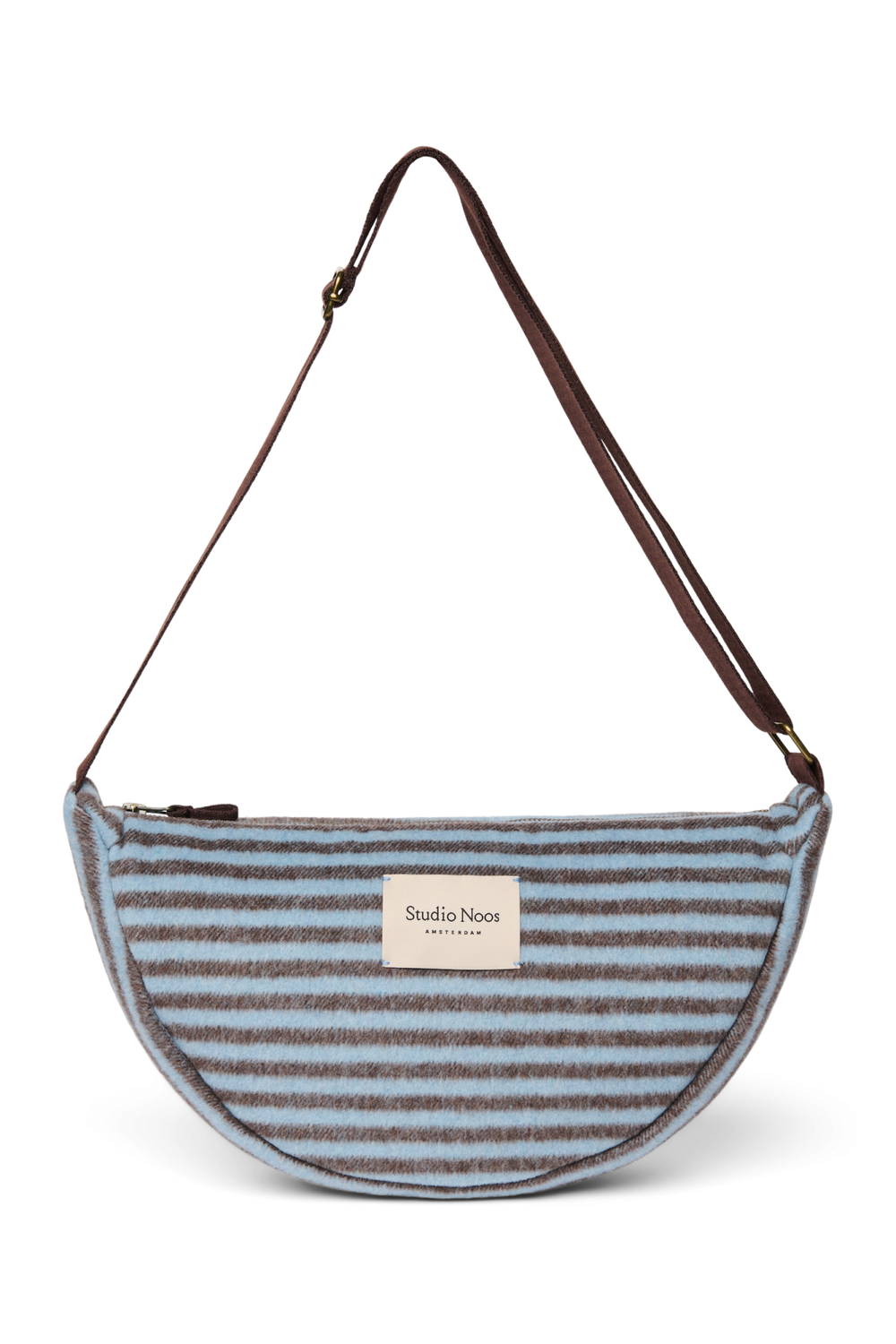 Gürteltasche Gestreifte Wolle | Hellblau / Braun