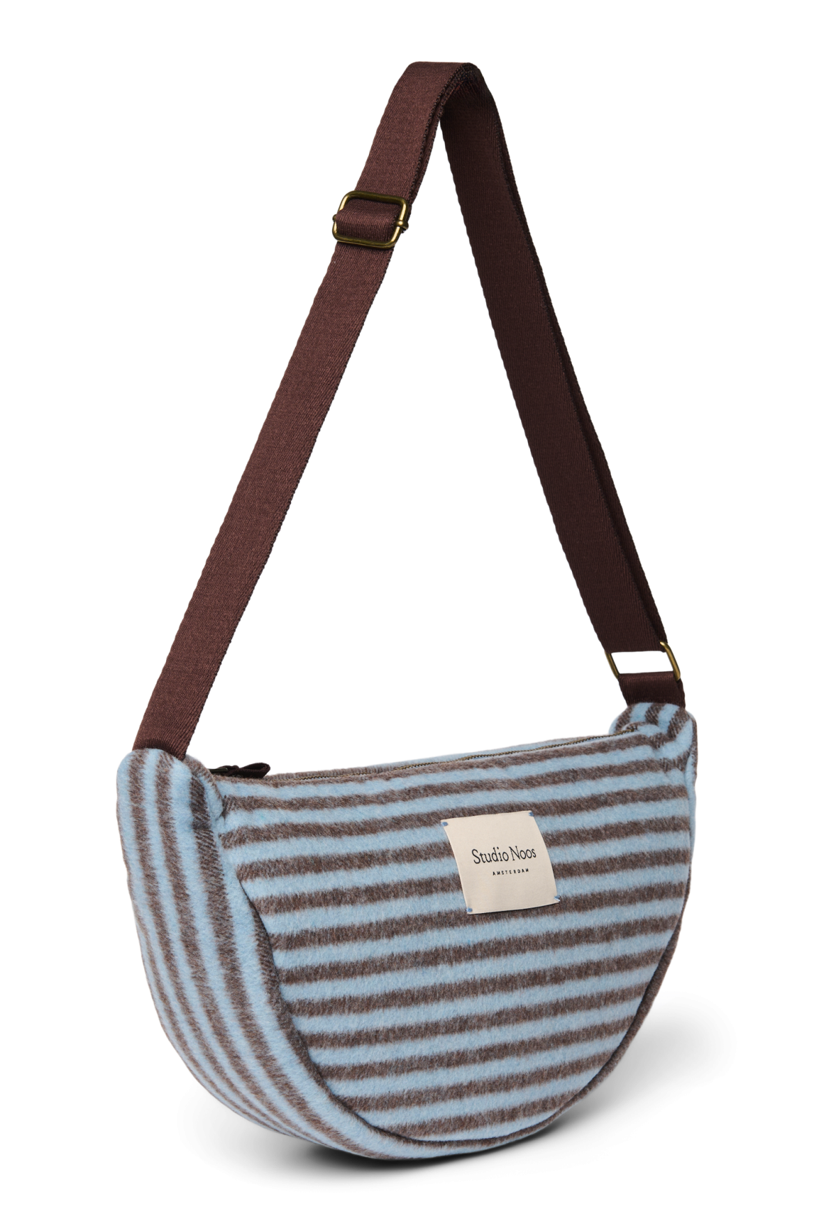 Gürteltasche Gestreifte Wolle | Hellblau / Braun