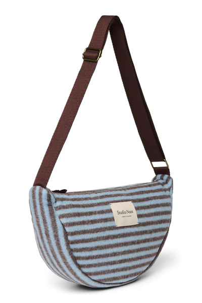 Gürteltasche Gestreifte Wolle | Hellblau / Braun